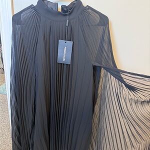 PrettyLittleThing Black Sheer Pleated Dress